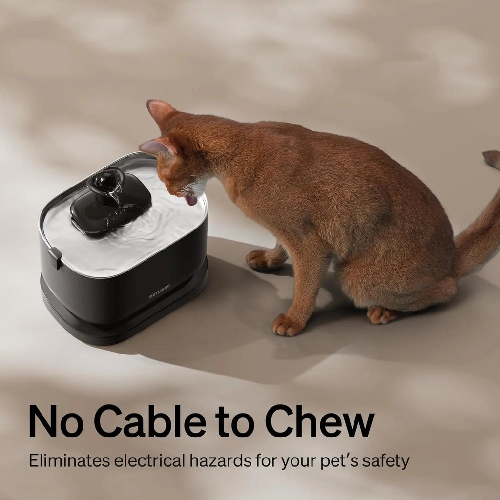 Cordless Cat Water Fountain Battery Operated Stainless Steel BPA Free