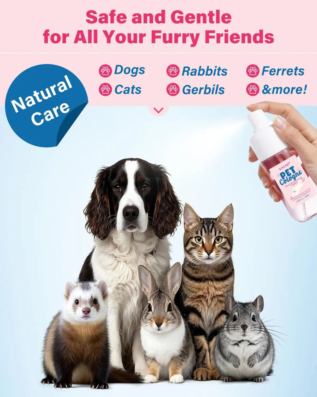 Dog & Cat Cologne Spray Powder Scent Odor Control 3.38oz Travel Size