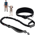 Hands Free Dog Leash Heavy Duty Bungee Waist Belt Reflective Training