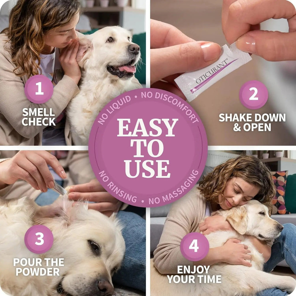 Oticurant Pet Ear Powder for Dogs – Natural Relief for Itching, Odor & Wax