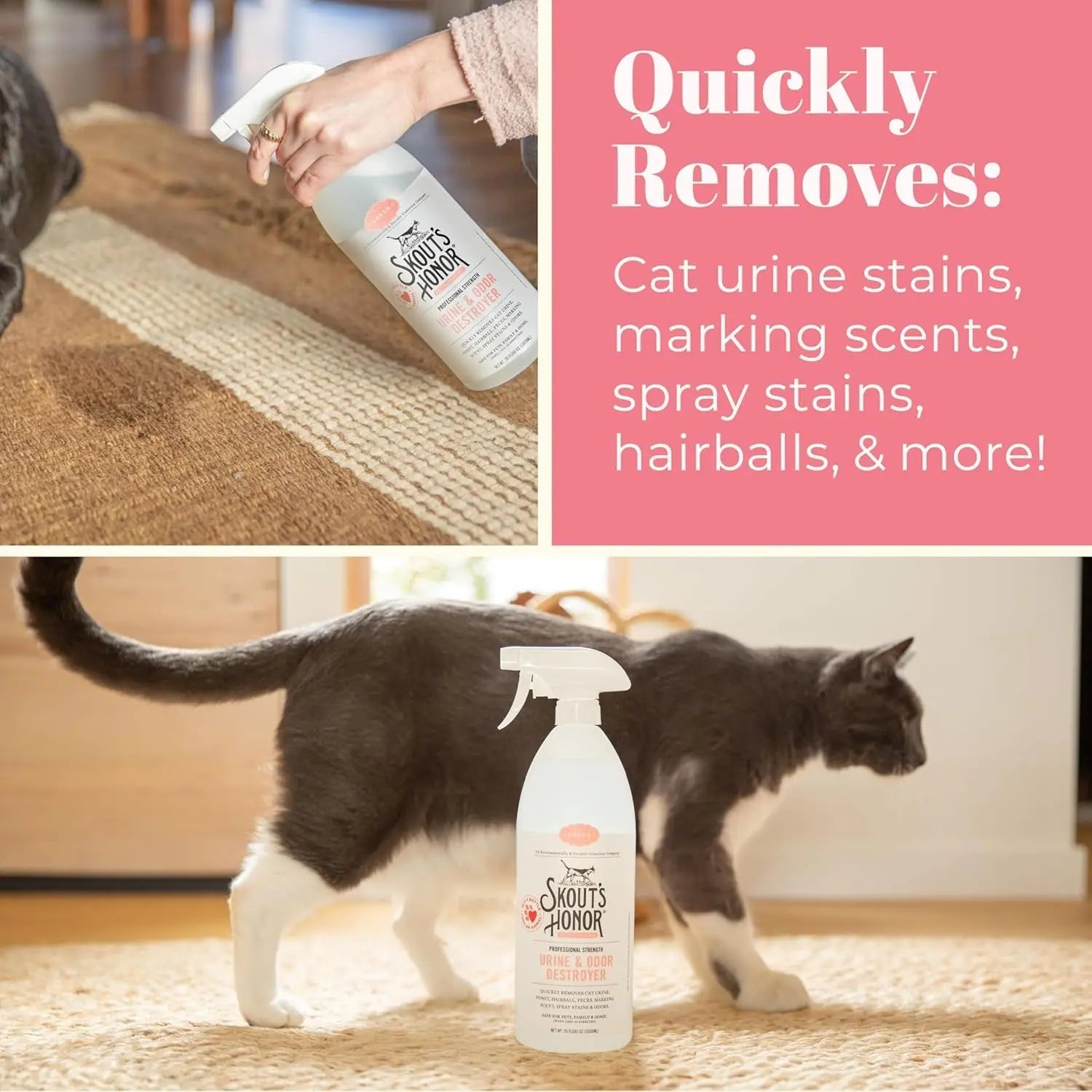 Skout's Honor Cat Urine & Odor Destroyer 35oz Carpet Cleaner Pro Strength