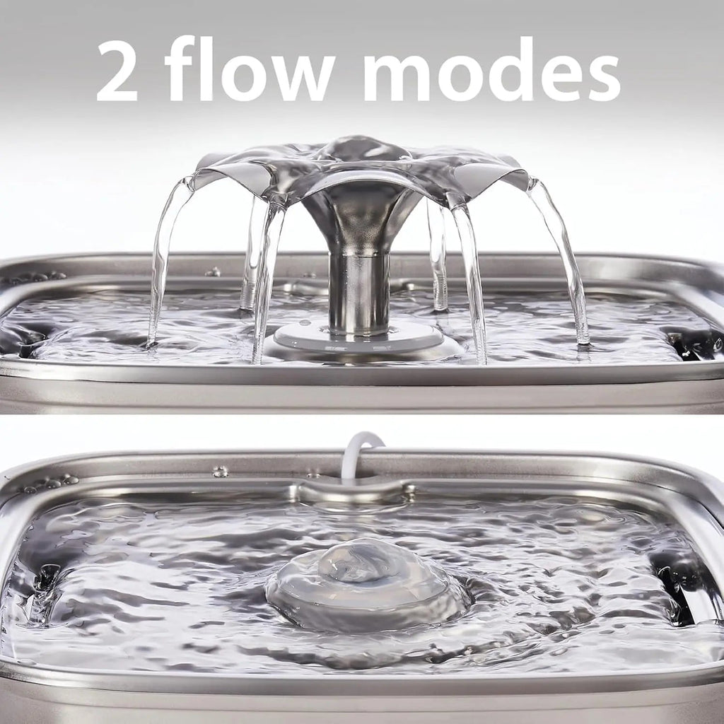 Stainless Steel Pet Water Fountain 95oz Quiet Automatic with Filters & Mat